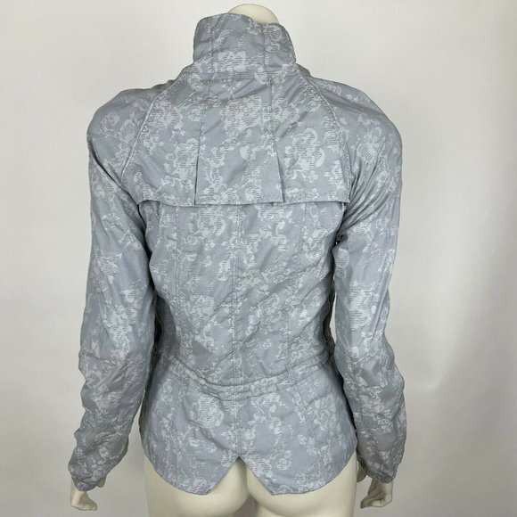 Lululemon Run Travel to Track Jacket Floral Jacquard Fossil Gray Lined Women 4 - Picture 2 of 12